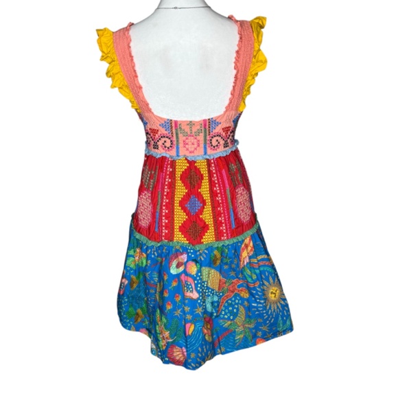 FARM Rio Color Block Embroidered Mini Dress Size Small - Picture 4 of 6